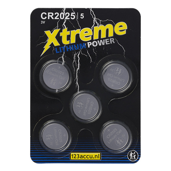 123accu Xtreme Power CR2025 3V 160mAh knoopcel batterij (5 stuks)  ADR00070 - 1