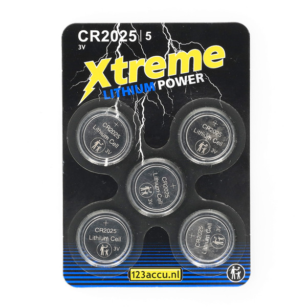 123accu Xtreme Power CR2025 3V 160mAh knoopcel batterij (5 stuks) ADR00070 - 1