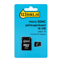 123inkt Micro SDHC geheugenkaart | Class 10 inclusief SD adapter | 16GB  300694