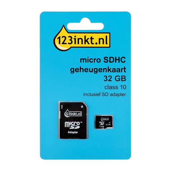 123inkt Micro SDHC geheugenkaart | Class 10 inclusief SD adapter | 32GB  300695 - 1