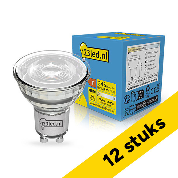 Aanbieding: 12x 123led GU10 LED spot | 2200-2700K | 3.8W (50W) LDR02856 - 1
