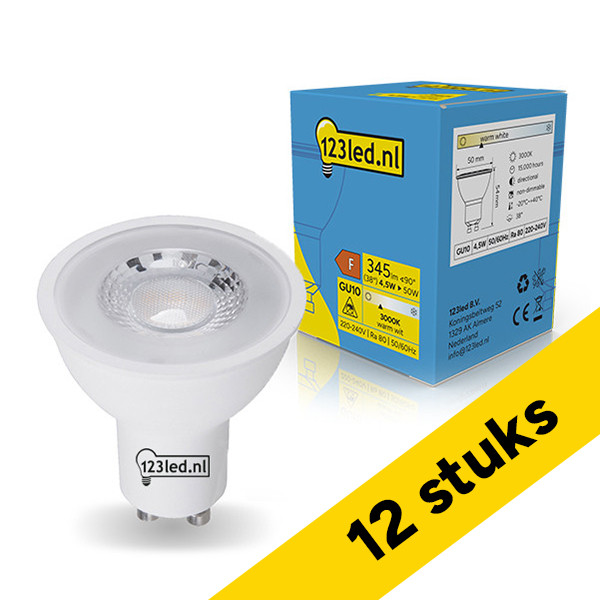 Aanbieding: 12x 123led GU10 LED spot | 3000K | 4.5W (50W) LDR02934 - 1