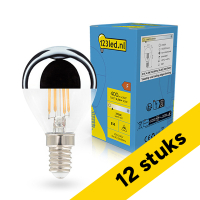 Aanbieding: 12x 123led LED lamp E14 | Kogel G45 | Kopspiegel | Zilver | 2700K | Dimbaar | 4.5W LDR02925