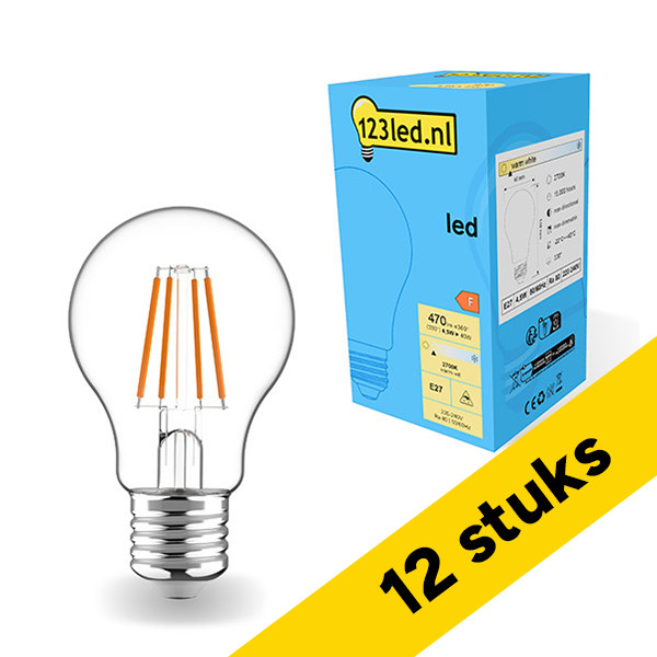 Aanbieding: 12x 123led LED lamp E27 | Peer A60 | Filament | 2700K | 4.5W (40W) LDR02917 - 1