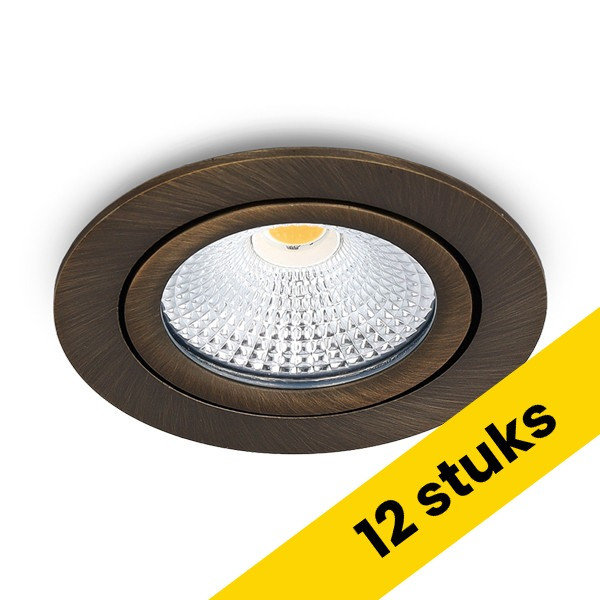 Aanbieding: 12x Led inbouwspot | Rond | 2700K-3000K-4000K | Brons | Ø 75 mm | IP65 | Dimbaar | 5W LDR02896 - 1