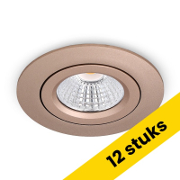 Aanbieding: 12x Led inbouwspot | Rond | 2700K | Champagne | Ø 68mm | IP44 | Dimbaar | 6W LDR02877
