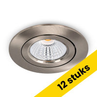 Aanbieding: 12x Led inbouwspot | Rond | 2700K | Nikkel | Ø 68mm | IP44 | Dimbaar | 6W LDR02904