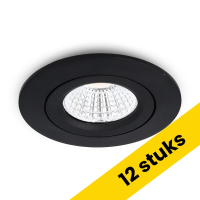 Aanbieding: 12x Led inbouwspot | Rond | 2700K | Zwart | Ø 68mm | IP44 | Dimbaar | 6W LDR02893