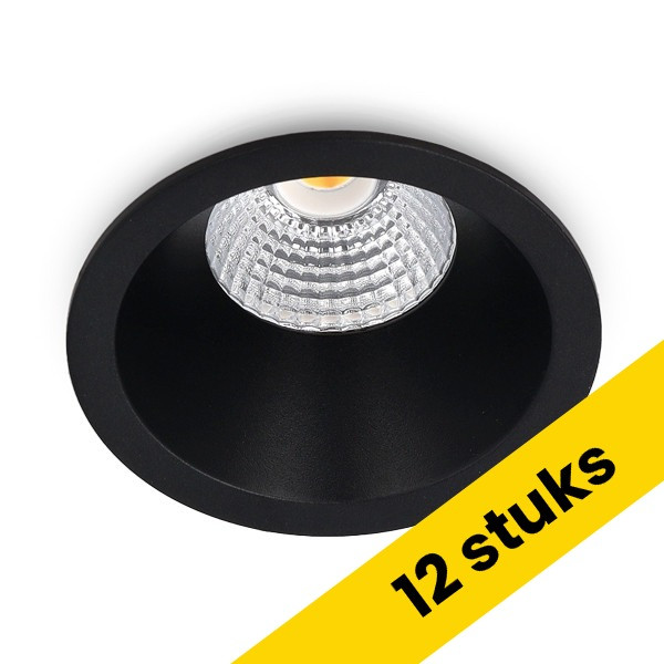 Aanbieding: 12x Led inbouwspot | Rond | Dim to Warm | 1800-3000K | Zwart | Diep | Ø 68mm | IP44 | Dimbaar | 6W LDR02907 - 1