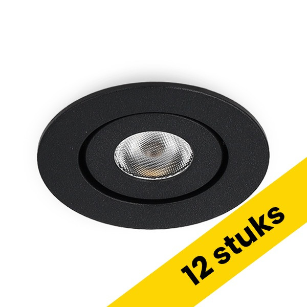 Aanbieding: 12x Led mini inbouwspot | Rond | 2700K | Zwart | Ø 42mm | IP44 | Dimbaar | 3W LDR02886 - 1
