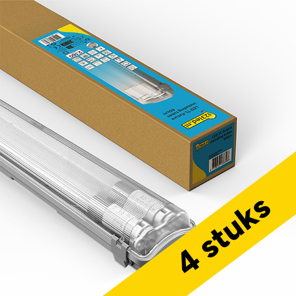 Aanbieding: 4x 123led LED TL armatuur 60 cm | incl. TL buizen | 4000K (840) | 2160 lumen | IP65 | 2x 9W LDR08806 - 1
