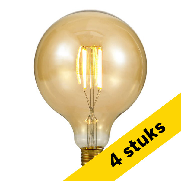 Aanbieding: 4x 123led LED lamp E27 | Globe G125 | Filament | Goud | 2200K | Dimbaar | 7W (45W) LDR09499 - 1