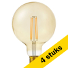 Aanbieding: 4x 123led LED lamp E27 | Globe G125 | Filament | Goud | 2200K | Dimbaar | 8W (60W) LDR09174 - 1