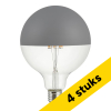 Aanbieding: 4x 123led LED lamp E27 | Globe G125 | Kopspiegel | Grijs | 2500K | Dimbaar | 6.5W (40W) LDR09263 - 1