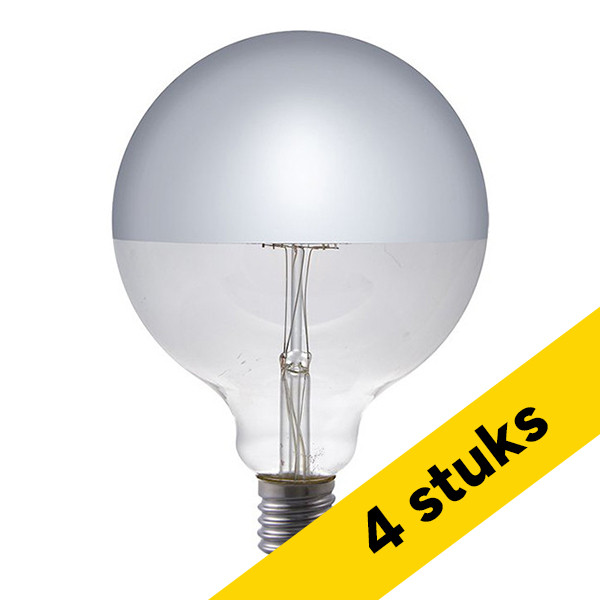 123led Aanbieding: 4x 123led LED lamp E27 | Globe G125 | Kopspiegel | Zilver | 2500K | Dimbaar | 6.5W (40W)  LDR09257 - 1