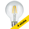 Aanbieding: 4x 123led LED lamp E27 | Globe G80 | Filament | Helder | 2500K | Dimbaar | 4W (30W) LDR09142 - 1