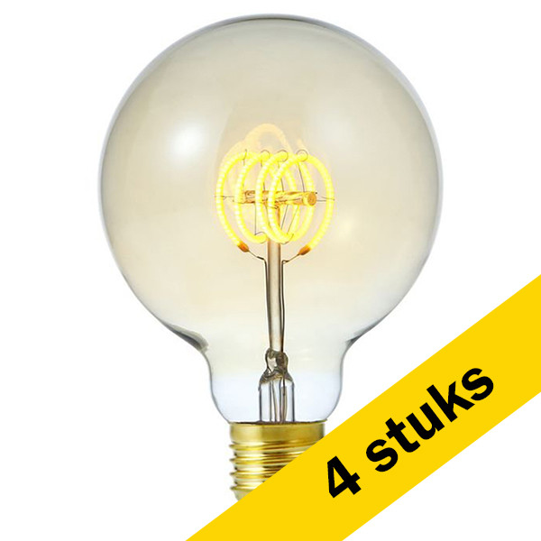 123led Aanbieding: 4x 123led LED lamp E27 | Globe G95 | Filament | Goud | 2000K | Dimbaar | 4.5W (15W)  LDR09100 - 1