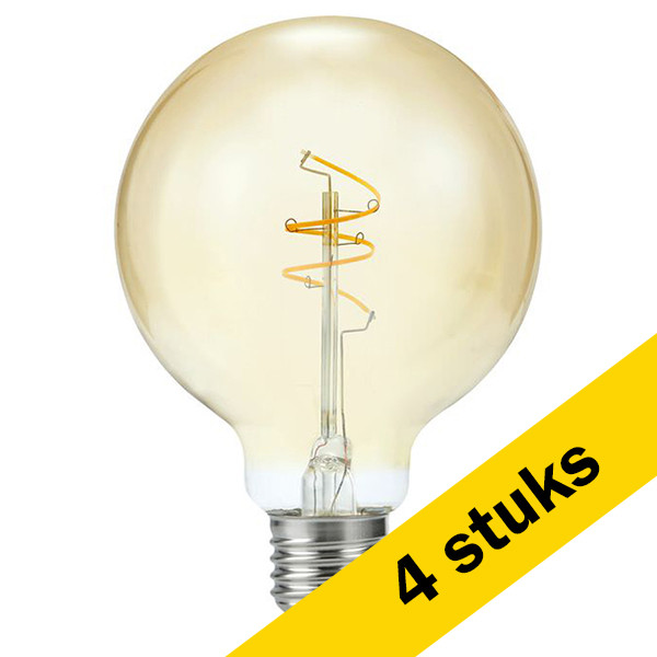 123led Aanbieding: 4x 123led LED lamp E27 | Globe G95 | Filament | Goud | 2200K | Dimbaar | 4.2W (40W)  LDR09136 - 1
