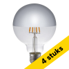 Aanbieding: 4x 123led LED lamp E27 | Globe G95 | Kopspiegel | Zilver | 2500K | Dimbaar | 4W (32W) LDR09267 - 1