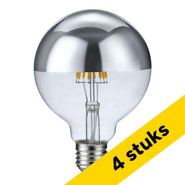 123led Aanbieding: 4x 123led LED lamp E27 | Globe G95 | Kopspiegel | Zilver | 2500K | Dimbaar | 6.5W (40W)  LDR09253 - 1