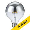 Aanbieding: 4x 123led LED lamp E27 | Globe G95 | Kopspiegel | Zilver | 2500K | Dimbaar | 6.5W (40W) LDR09253 - 1