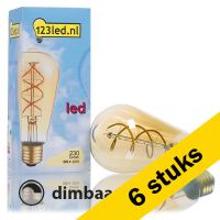 123led Aanbieding: 6x 123led E27 spiraal filament led-gloeilamp ST64 glas 5W (25W) dimbaar  LDR01202
