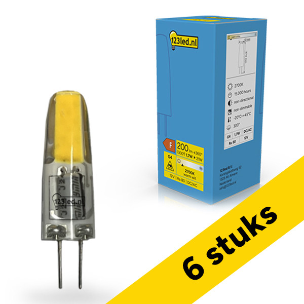 Aanbieding: 6x 123led G4 LED capsule | COB | Helder | 2700K | 1.7W (21W) LDR02347 - 1