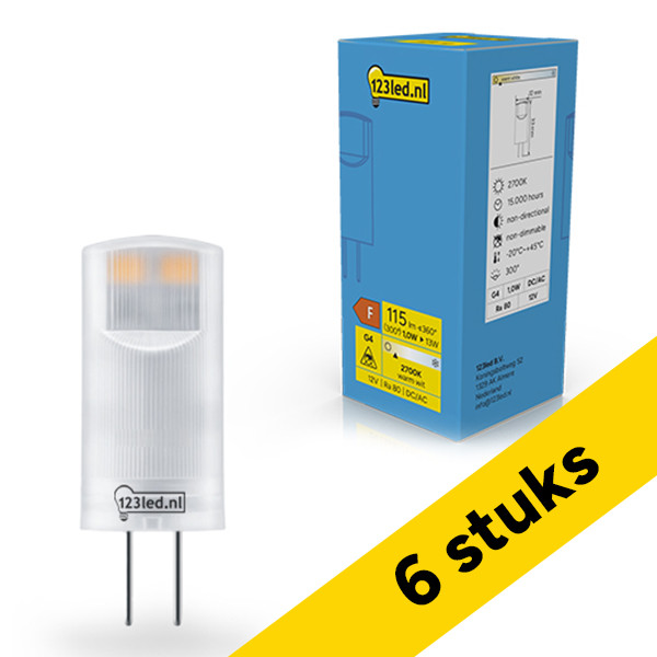 Aanbieding: 6x 123led G4 LED capsule | SMD | 2700K | 1W (13W) LDR02339 - 1