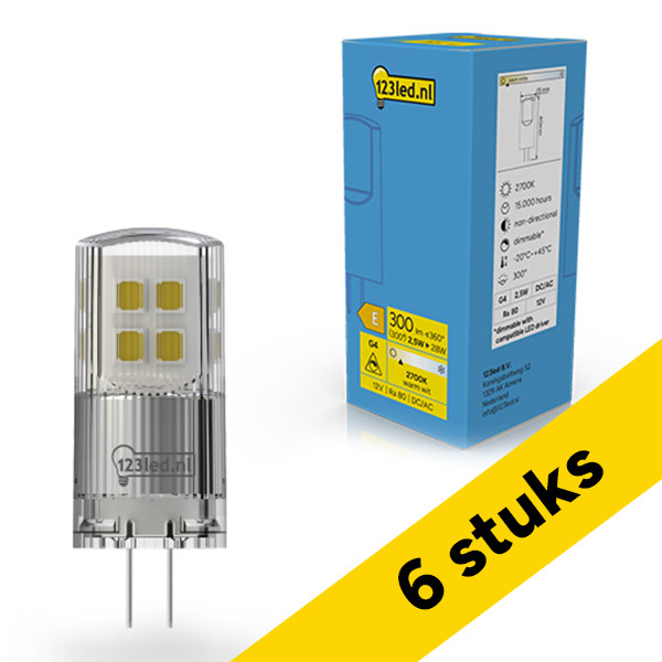 Aanbieding: 6x 123led G4 LED capsule | SMD | 2700K | Dimbaar | 2.5W (28W) LDR02355 - 1