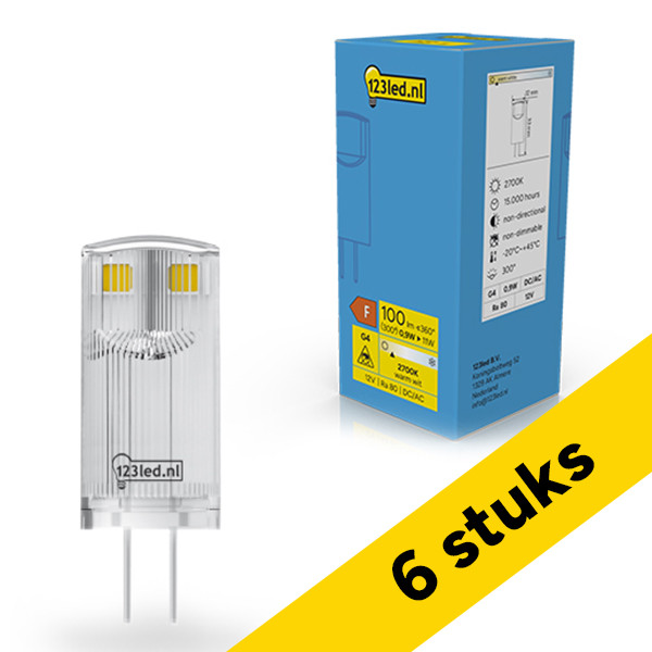 Aanbieding: 6x 123led G4 LED capsule | SMD | Helder | 2700K | 0.9W (11W) LDR02337 - 1