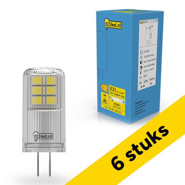 Aanbieding: 6x 123led G4 LED capsule | SMD | Helder | 2700K | 2.2W (28W) LDR02343 - 1