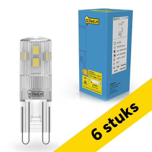 Aanbieding: 6x 123led G9 LED capsule | SMD | Helder | 2700K | 1.9W (22W) LDR02317 - 1