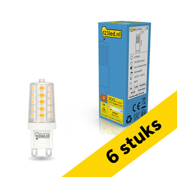 Aanbieding: 6x 123led G9 LED capsule | SMD | Helder | 2700K | Dimbaar | 3.5W (28W) LDR01959 - 1