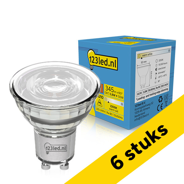 123led Aanbieding: 6x 123led GU10 LED spot | 2200K | Dimbaar | 3.8W (50W)  LDR02241 - 1