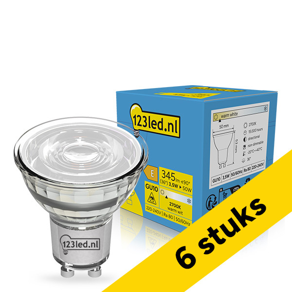 Aanbieding: 6x 123led GU10 LED spot | 2700K | 3.5W (50W) LDR02281 - 1