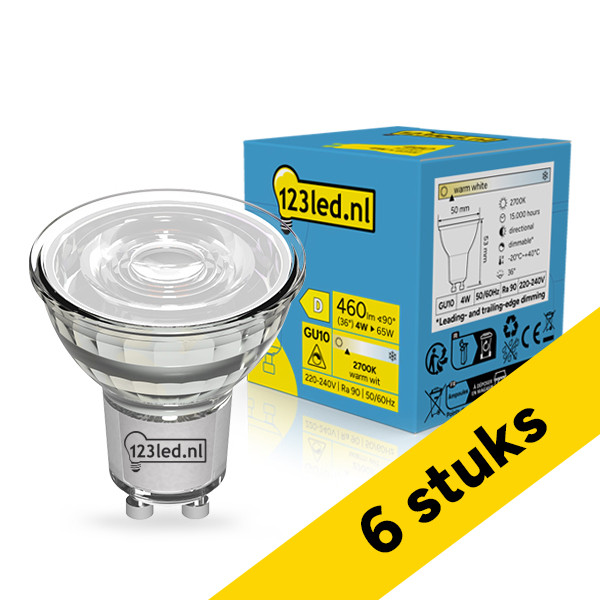 Aanbieding: 6x 123led GU10 LED spot | 2700K | Dimbaar | 4W (65W) LDR02291 - 1