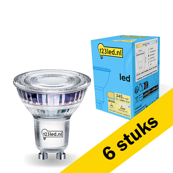 123led Aanbieding: 6x 123led GU10 LED spot | 4000K | Dimbaar | 3.6W (50W)  LDR01731 - 1