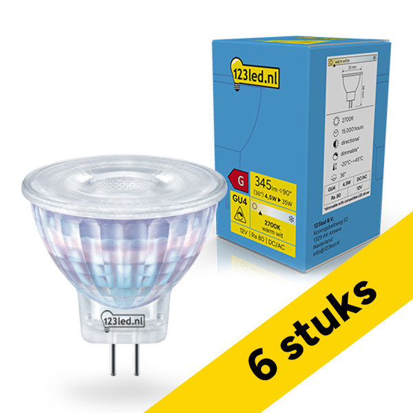Aanbieding: 6x 123led GU4 LED spot | MR11 | 2700K | Dimbaar | 4.5W (35W) LDR02377 - 1