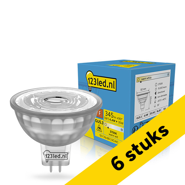 Aanbieding: 6x 123led GU5.3 LED spot | 2700K | 4.4W (35W) LDR02299 - 1