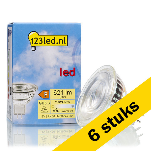 123led Aanbieding: 6x 123led GU5.3 LED spot | 2700K | Dimbaar | 7.5W (50W)  LDR01649 - 1
