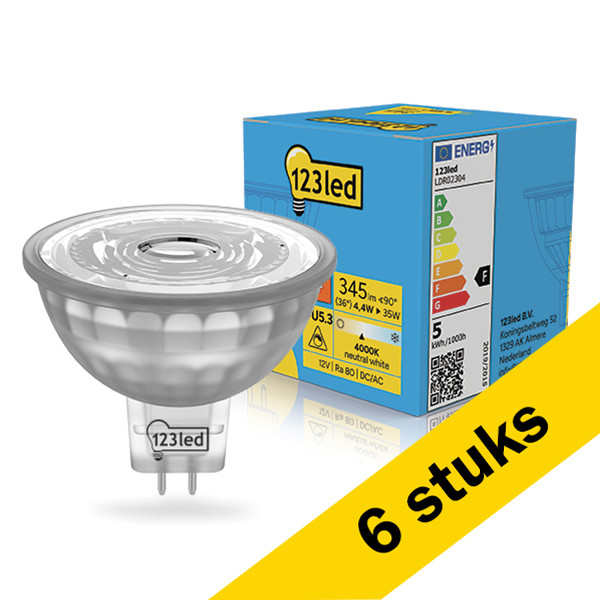 Aanbieding: 6x 123led GU5.3 LED spot | 4000K | Dimbaar | 4.4W (35W) LDR02305 - 1