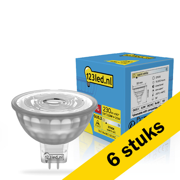 Aanbieding: 6x 123led GU5.3 LED spot | MR16 | 2700K | Dimbaar | 3W (20W) LDR02496 - 1