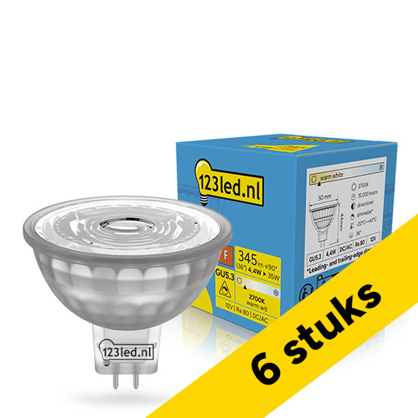 Aanbieding: 6x 123led GU5.3 LED spot | MR16 | 2700K | Dimbaar | 4.4W (35W) LDR02303 - 1