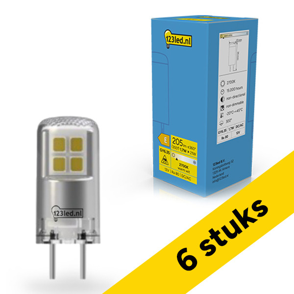 Aanbieding: 6x 123led GY6.35 LED capsule | SMD | Helder | 2700K | 1.7W (21W) LDR02357 - 1