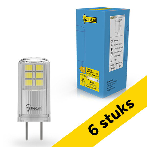 Aanbieding: 6x 123led GY6.35 LED capsule | SMD | Helder | 2700K | 2.2W (28W) LDR02361 - 1