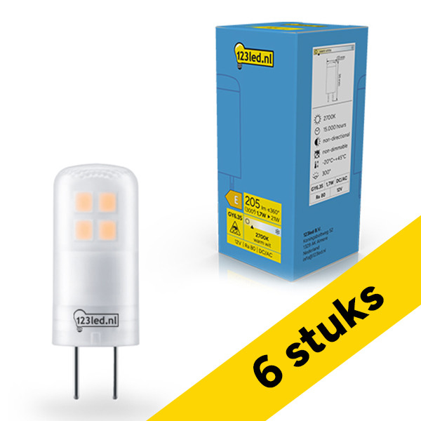 Aanbieding: 6x 123led GY6.35 LED capsule | SMD | Mat | 2700K | 1.7W (21W) LDR02359 - 1