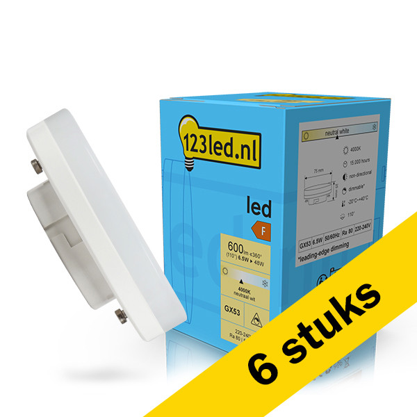 123led Aanbieding: 6x 123led LED Spot GX53 | 4000K | Dimbaar | 6.5W (48W)  LDR02133 - 1