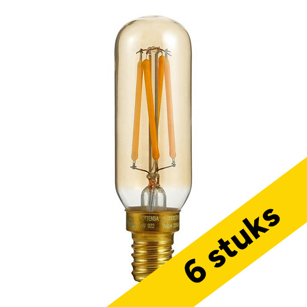 123led Aanbieding: 6x 123led LED lamp E14 | Buis T25 | Filament | Goud | 2200K | Dimbaar | 4W (25W)  LDR09349 - 1