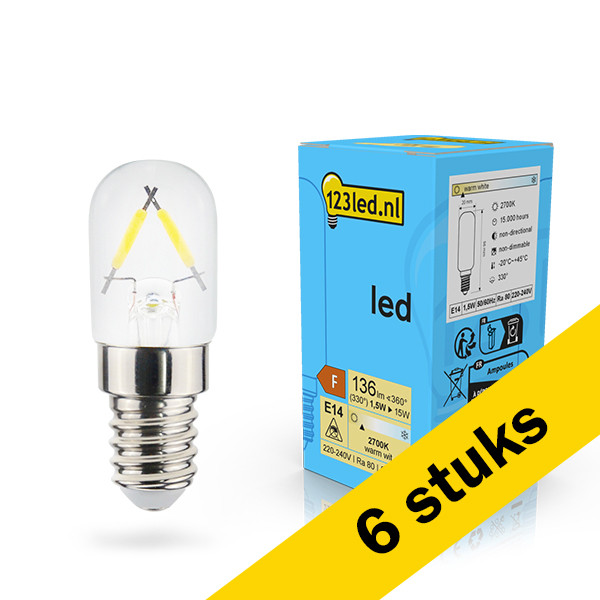 123led Aanbieding: 6x 123led LED lamp E14 | Capsule T20 | Filament | 2700K | 136 lumen  LDR02121 - 1
