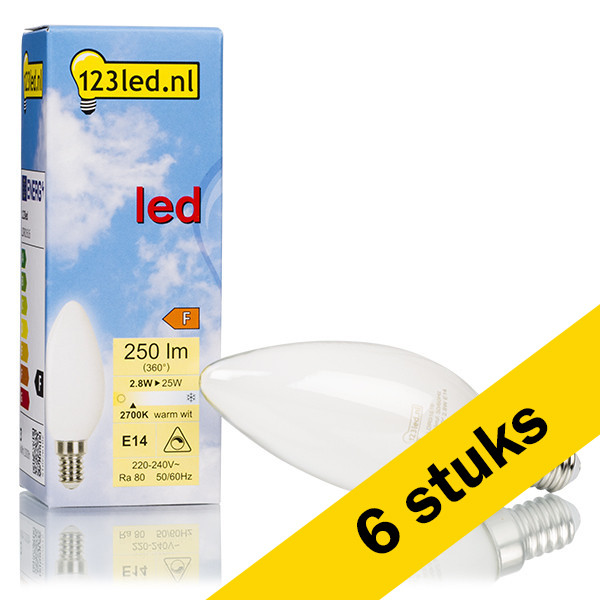 123led Aanbieding: 6x 123led LED lamp E14 | Kaars B35 | Mat | 2700K | Dimbaar | 2.8W (25W)  LDR01617 - 1